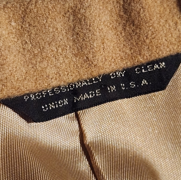 Vintage Camel Hair Tan Structured Blazer Oversized Womens S Quiet Luxury Neutral - Picture 6 of 11